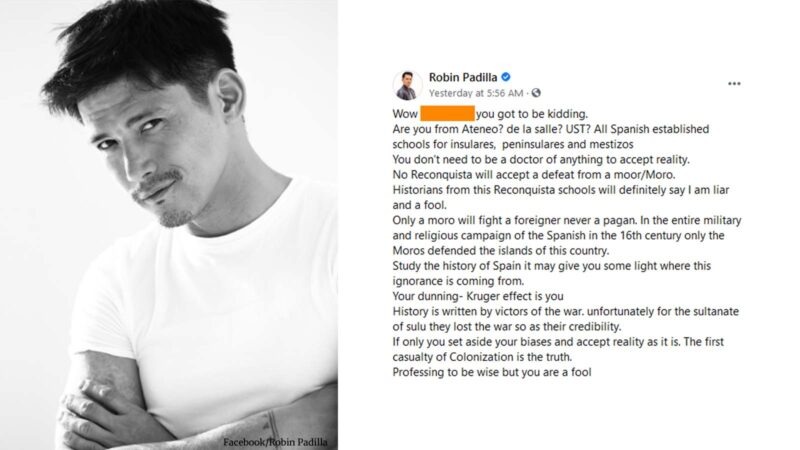 ‘Study the History of Spain,’ Robin Padilla Tells Social Media User After He Was Criticized