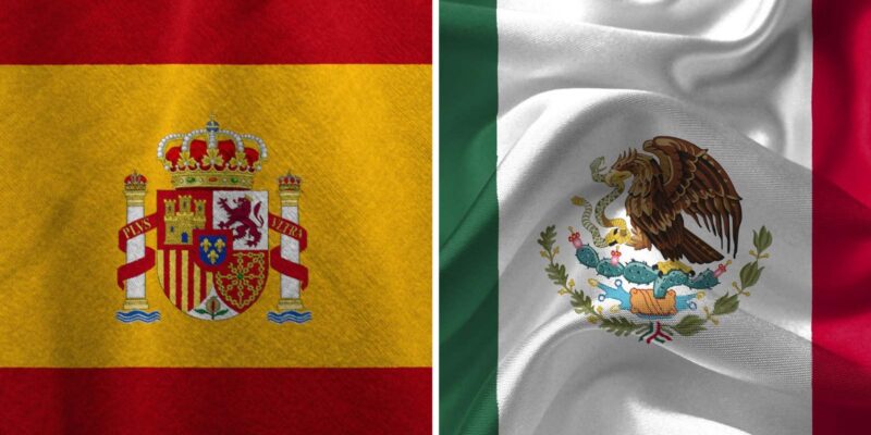 Flags of Spain and Mexico